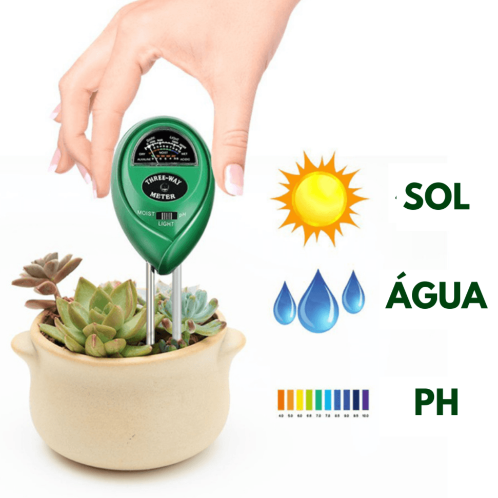 Medidor de Ph Solo 3 em 1 - Sensor de Umidade